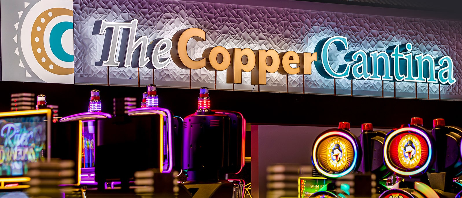 The Copper Cantina sign from Guymon, Oklahoma casino.