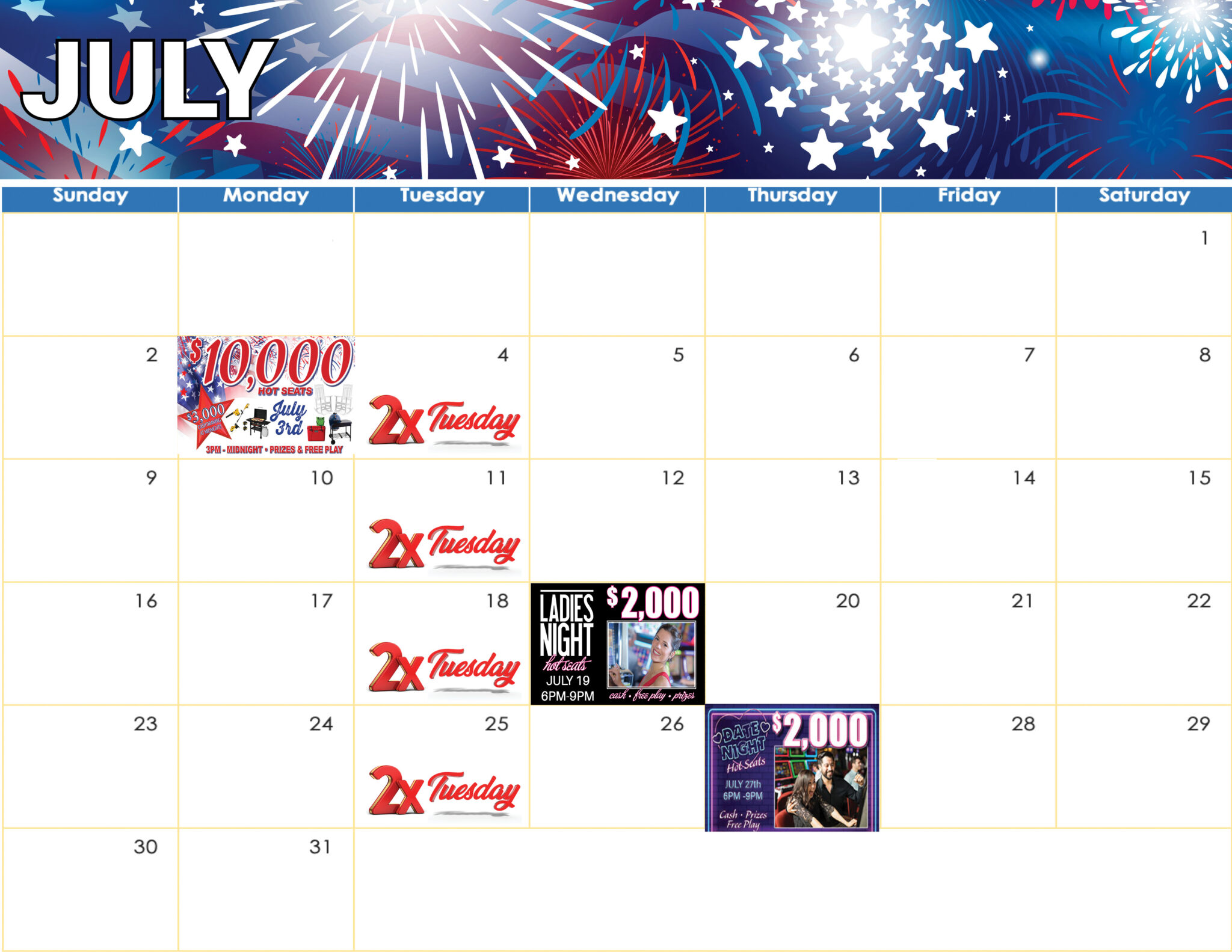 PROMOTIONS CALENDARS Golden Mesa Casino